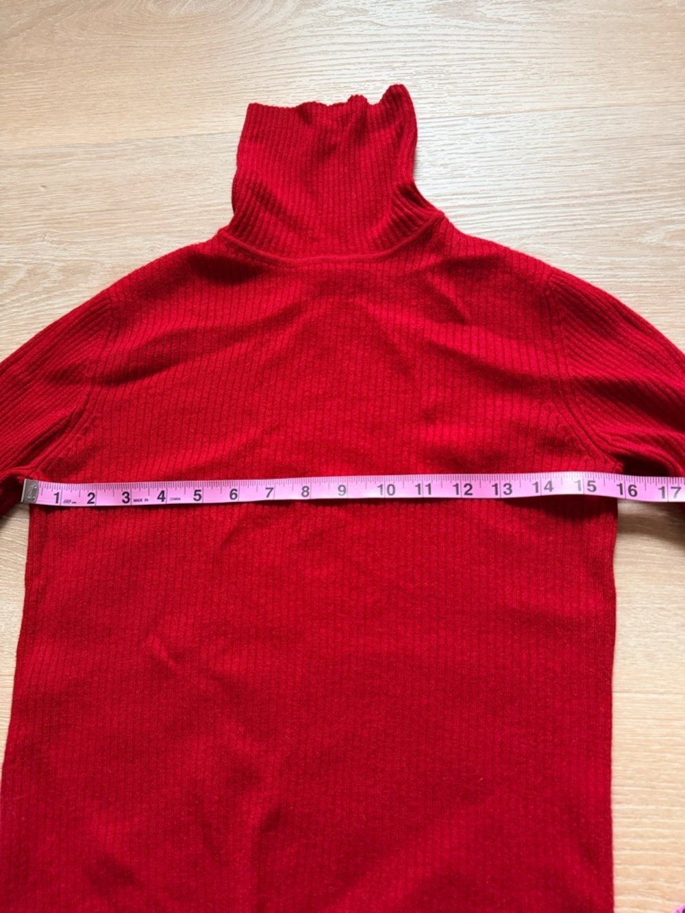 Vintage Y2K 90s GAP Merino Wool Ribbed Turtleneck Sweater Red made in UK S–M - Picture 4 of 6